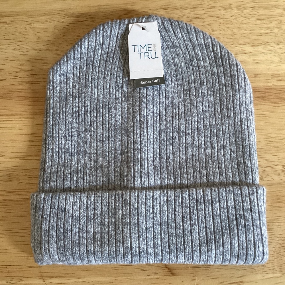 Time and Tru Beanie Grey Combo & George Beanie Black Soot One Size